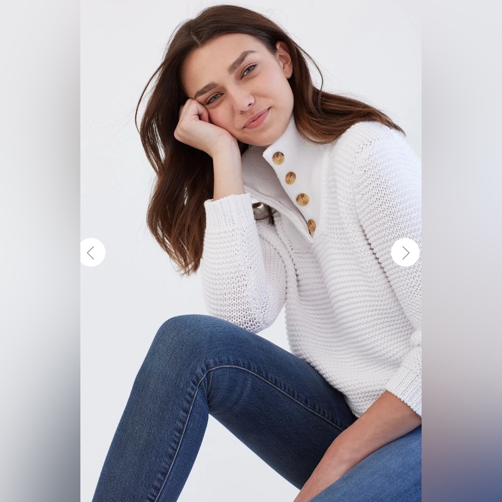White Button-Detail Women's Sweater